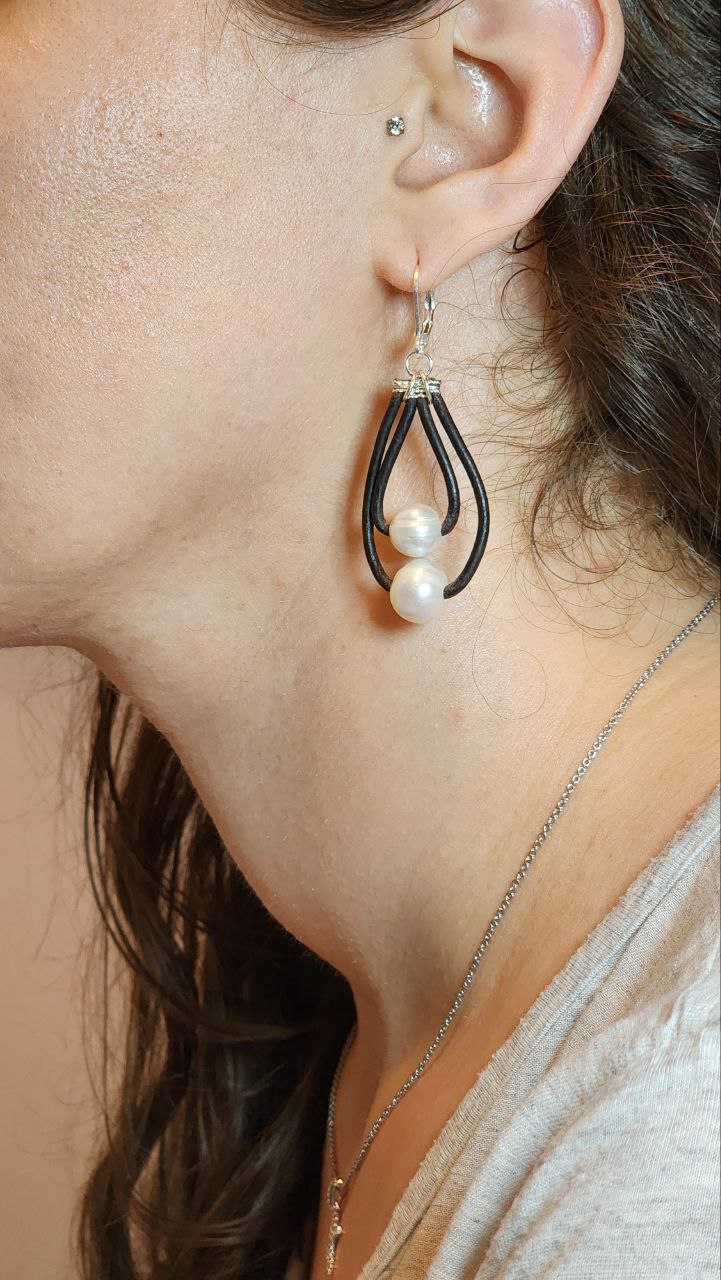 Elegant Double Loop Pearl Earrings
