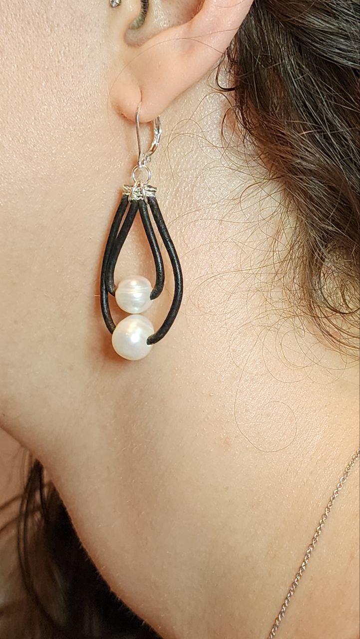 Elegant Double Loop Pearl Earrings