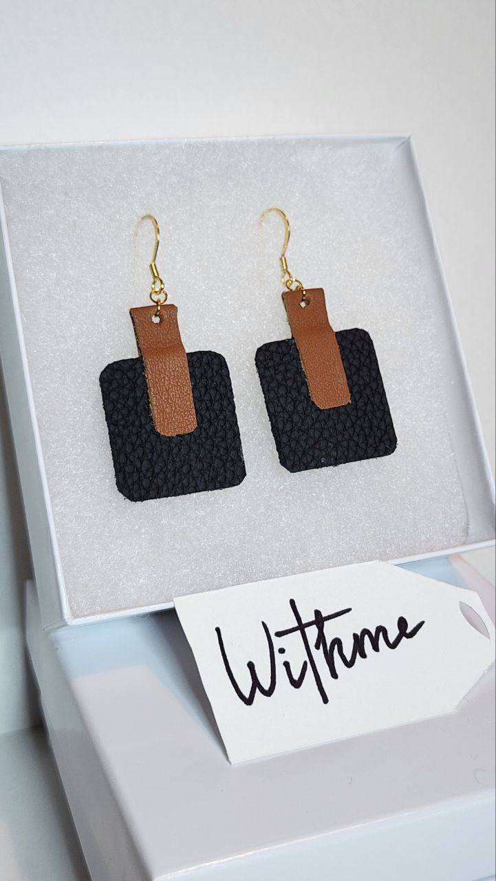 Textured Square Leather Earrings