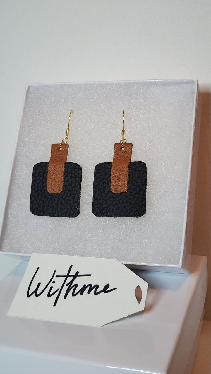 Textured Square Leather Earrings