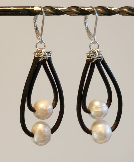 Elegant Double Loop Pearl Earrings