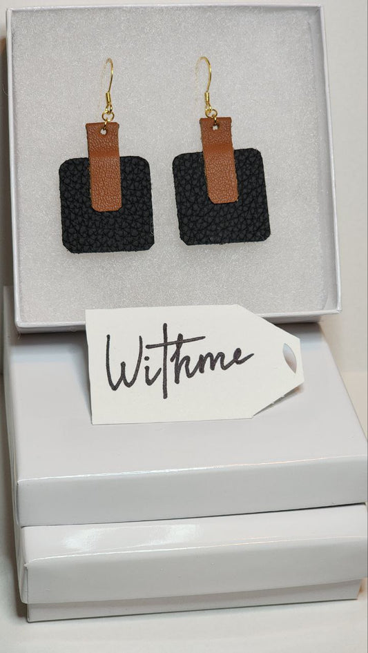 Textured Square Leather Earrings