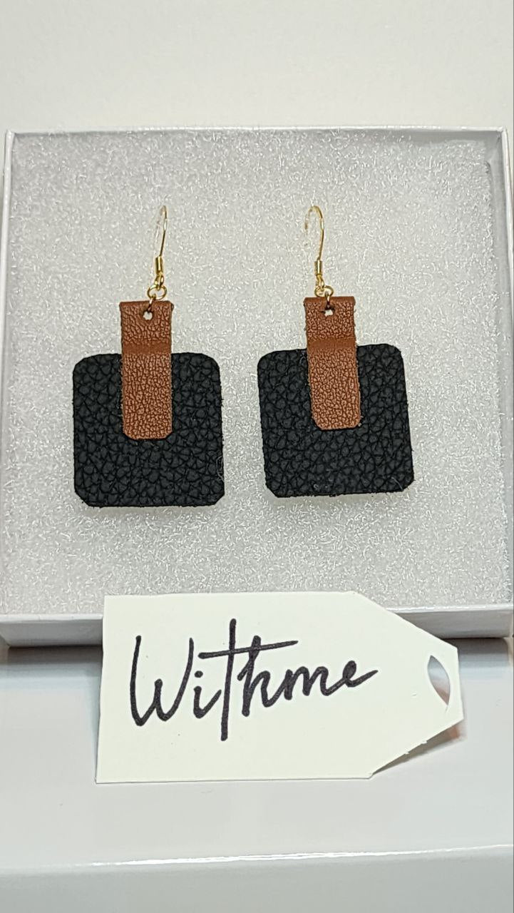 Textured Square Leather Earrings